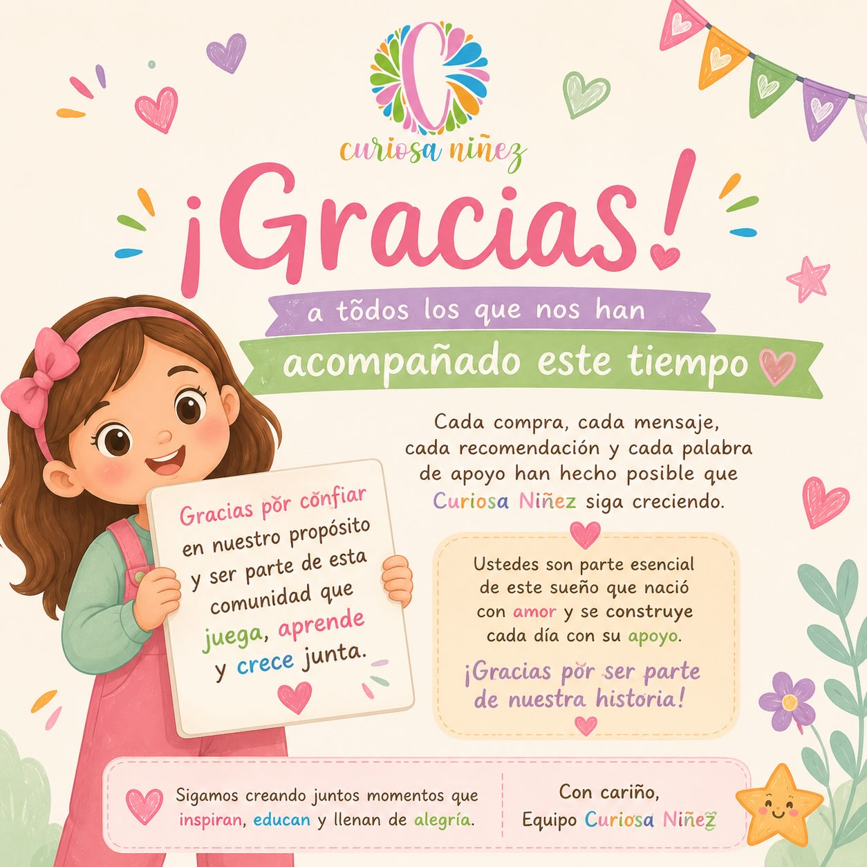 💛 ¡Gracias por ser parte de Curiosa Niñez! 🌈

Cada compra, mensaje, recomendación y palabra de apoyo nos impulsa a seguir creciendo. Gracias por confiar en nosotros y acompañarnos en este hermoso camino. ✨

¡Lo mejor está por venir! 🧸💖

#CuriosaNiñez #Gracias #JuguetesEducativos #AprenderJugando #InfanciaFeliz Comunidad CrianzaConsciente